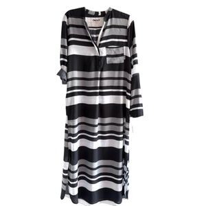 NWT Dkny Striped Maxi Kaftan Coverup Dress M